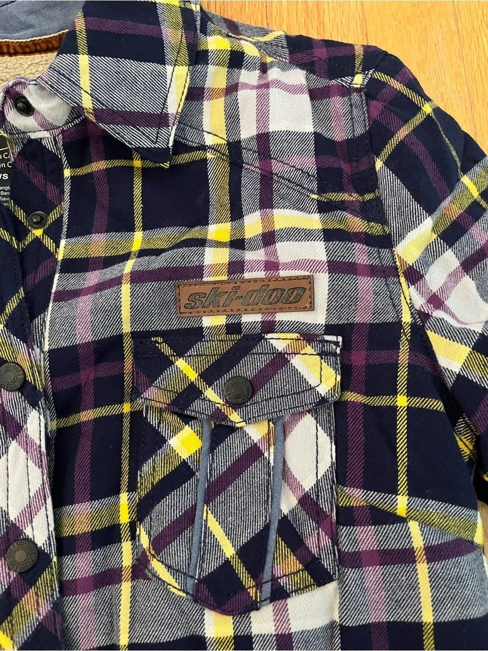 Ski-Doo Women's Plaid Overshirt Jacket Purple & Yellow